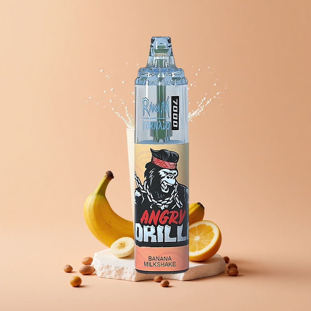 RandM Fumot Tornado 7000 Milkshake de Banana com Bateria e Nicotina Ajustável
