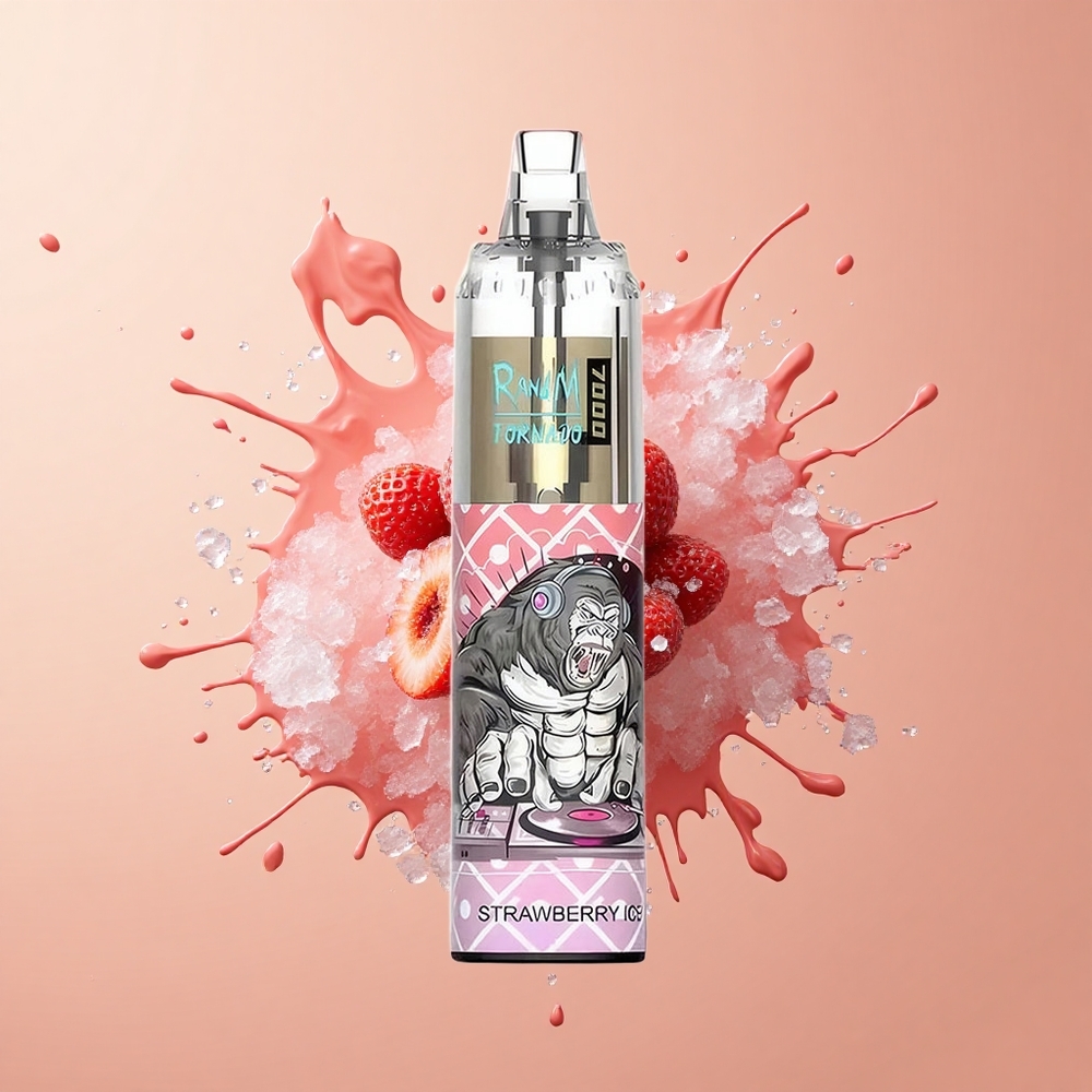 RandM Fumot Tornado 7000 Morango Gelo com Bateria 850MAH e Coil Mesh