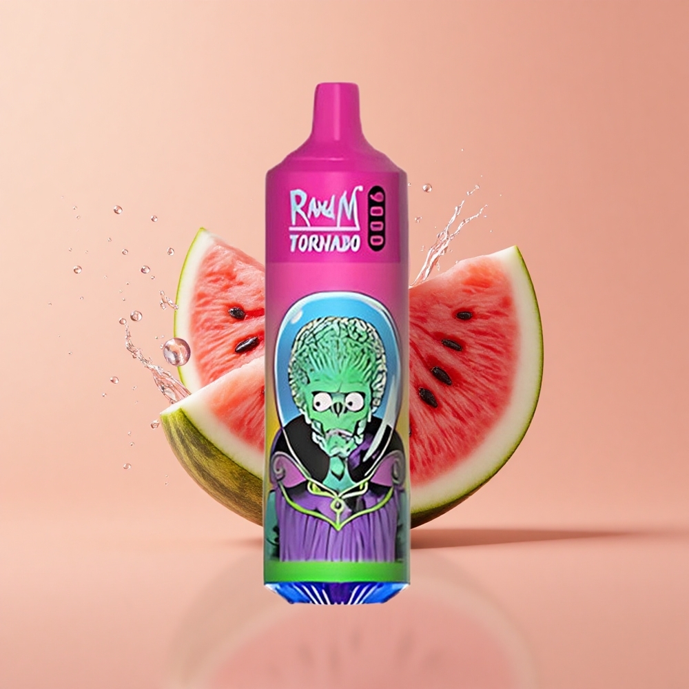 RandM Fumot Tornado 9000 Goma de Mascar de Melancia com Bateria Recarregável e Bobina em Malha