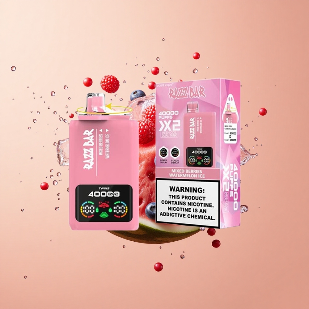 Razz Bar 40000 Morangos Silvestres - Gelo de Melancia com Tela de Potência e Bobina Mesh