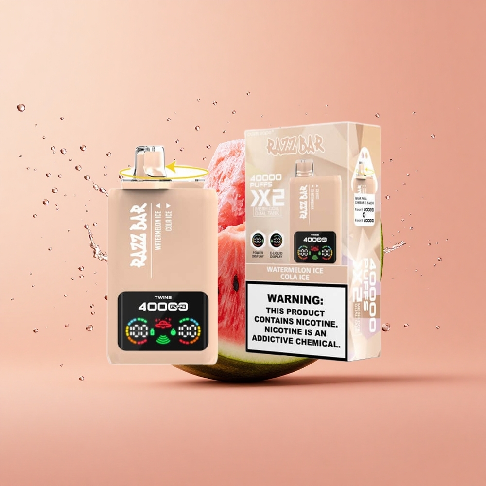 Razz Bar 40000 Melancia Gelo - Cola Gelo com Tela de Potência e Bobina Mesh 10Ohm 2