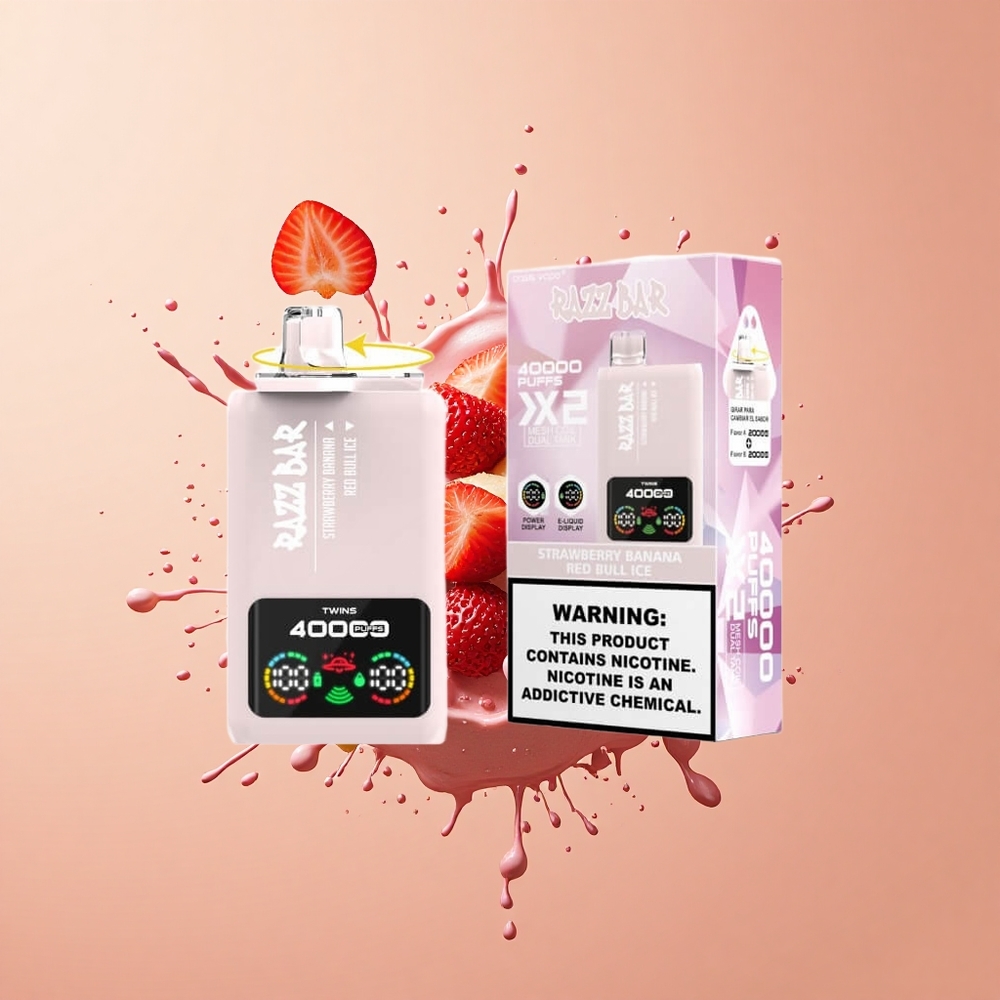 Razz Bar 40000 Morango Banana - Red Bull Gelo com Tela de Potência e Bobina em Malha