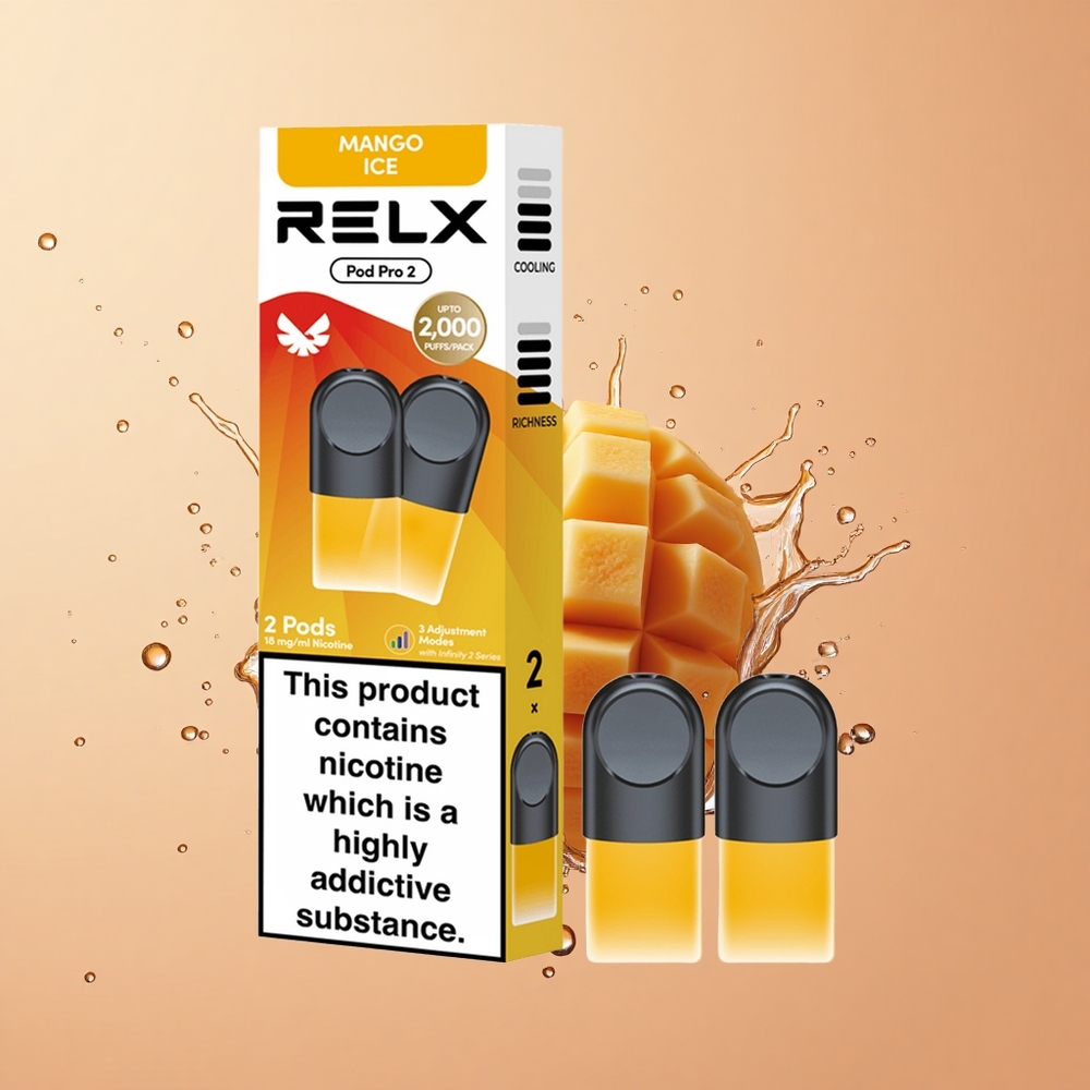 Relx Pod Pro 2 Vape Device Gelo de Manga com 19ml e Modos de Tensão