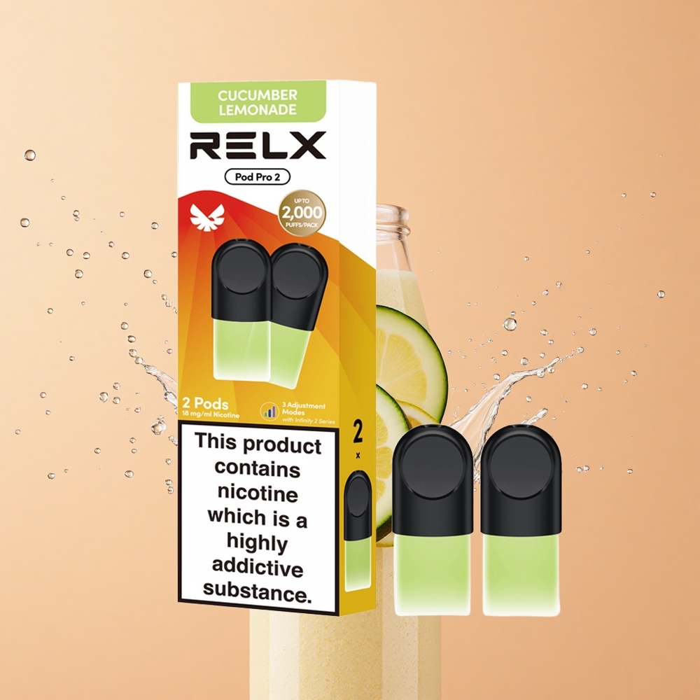 Relx Pod Pro 2 Vape Device Bebida-Limonada de Pepino com 19ml e Modos Eco/Suave/Turbo